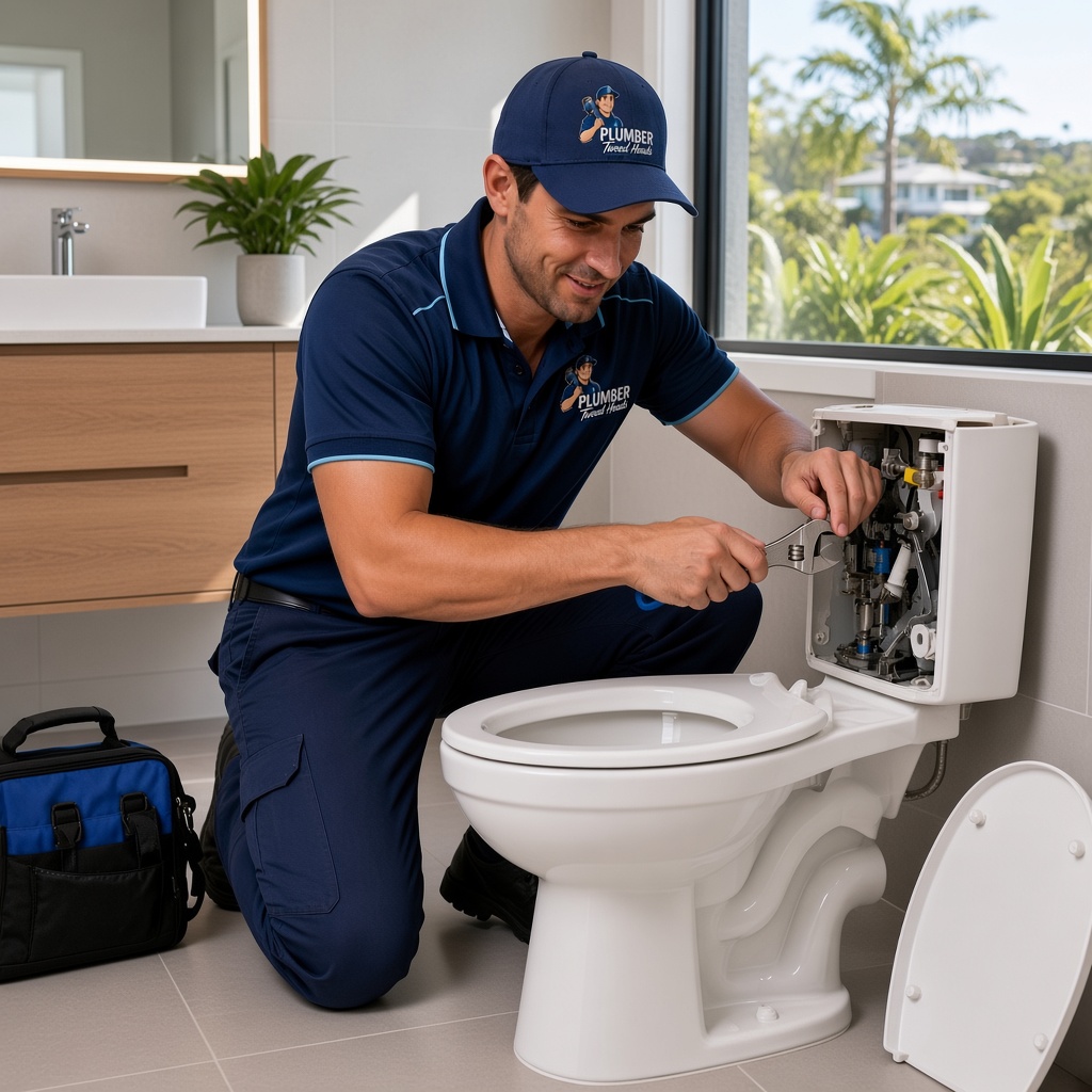 Plumber Pottsville repairing a toilet cistern