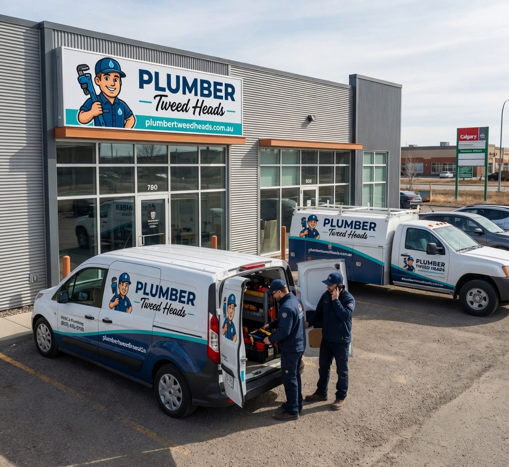 Plumber Tweed Heads premises and branded service vehicles
